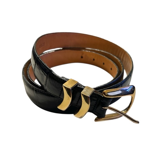 Brighton Accessories - Onyx by Brighton Black Croc Embossed Leather Belt 2X